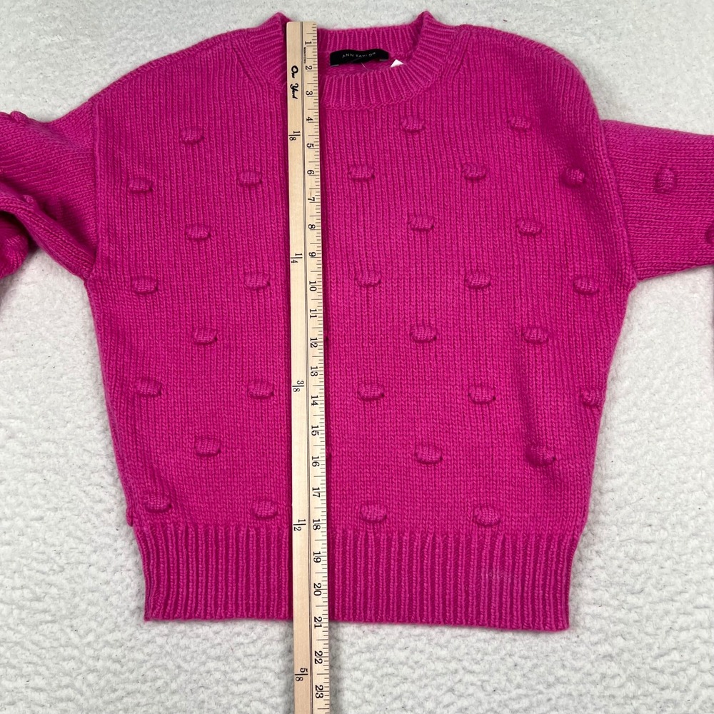 NWT Ann Taylor Bobble Knit Sweater Womens XS Pink Crew Neck Preppy Barbiecore - Picture 9 of 13